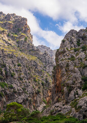  Picturesque aerial view of  Mallorca mountain landscape. Majestic mountains. Mallorca, Spain, Balearic Islands. Summer vacation, tourism.