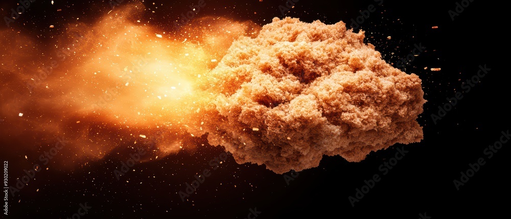 Aufkleber a dynamic explosion effect with vibrant colors and intricate details on a dark background.
