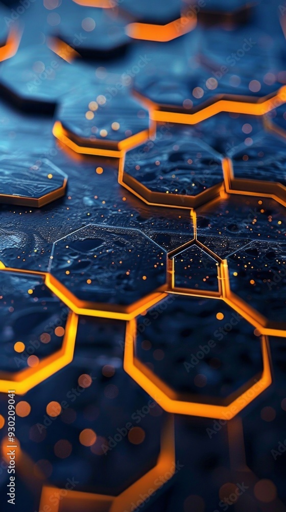 Poster a striking arrangement of luminous hexagons creates a captivating futuristic design, showcasing adva