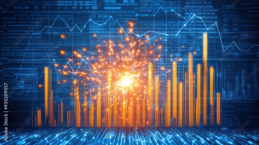 Aufkleber a dynamic illustration of vibrant data visualization featuring spikes and explosions, symbolizing gr
