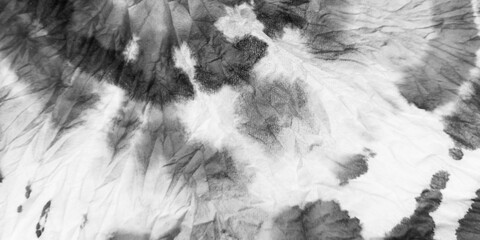 Black Cloudy Tie Dye. Colorless Abstract Painted.