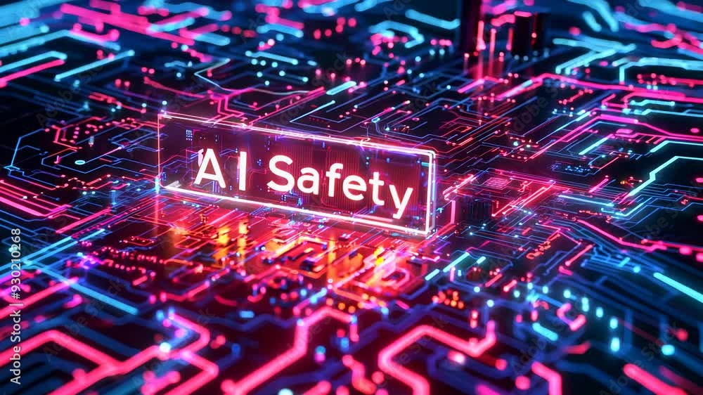 Poster futuristic neon-lit circuit board with 