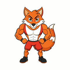 A ferocious fox athlete posing art vector illustration