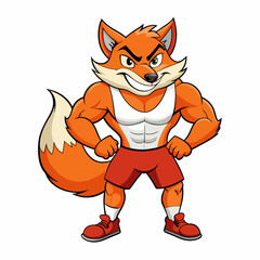 A ferocious fox athlete posing art vector illustration