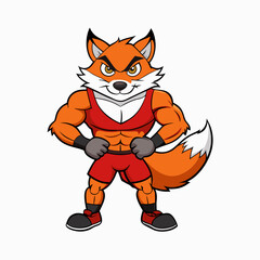 A ferocious fox athlete posing art vector illustration