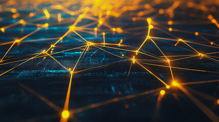 Abstract business connection of lines from nodes It is connected to endless nodes and represents the innovation of communication in the network.