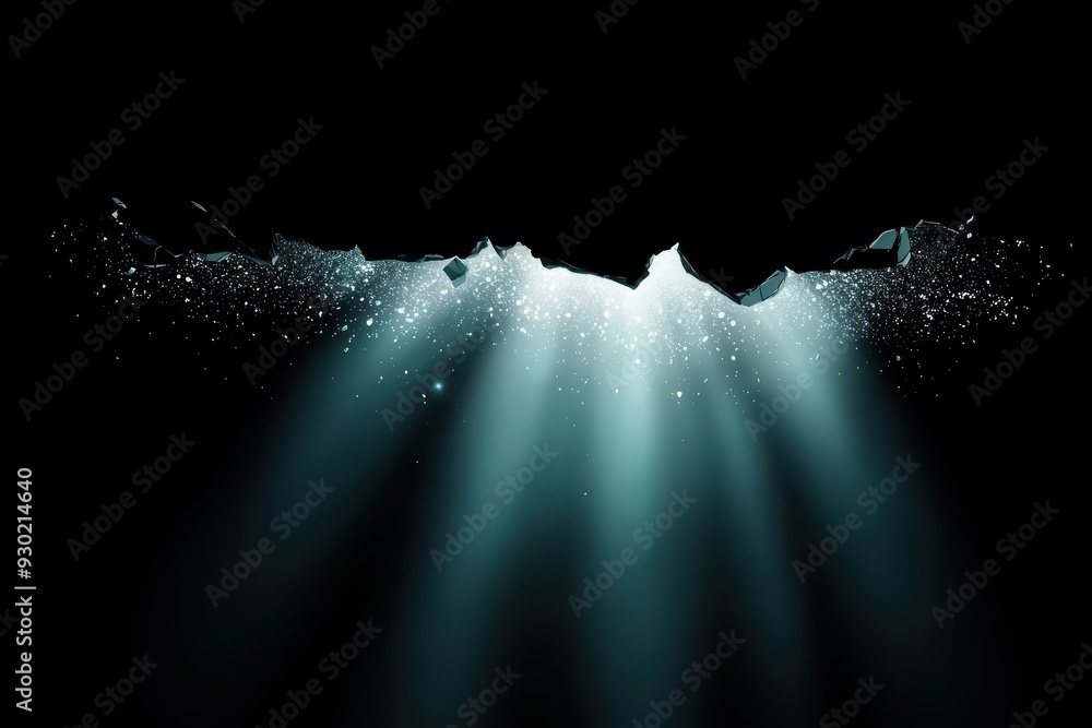 Aufkleber an ethereal light breaks through dark waters, creating a captivating play of light and shadows benea
