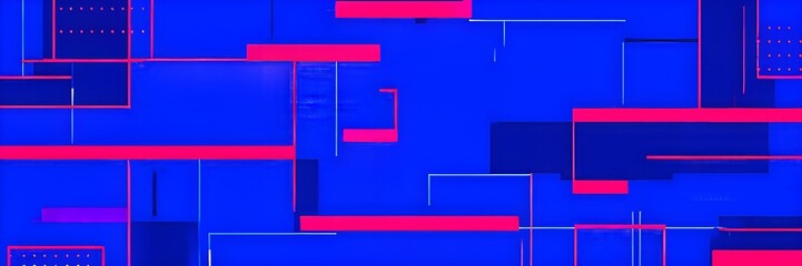 Obraz premium minimalist illustration with simple geometric shapes in vibrant blue and pink colors