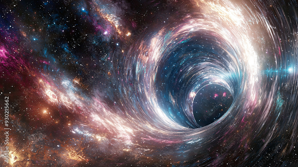 Canvas Prints cosmic wormhole - space travel concept, funnel-shaped tunnel connecting universes, 3d rendering, int