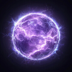 Obraz premium Energy Ball and Plasma Sphere, Electric Lightning and Light Flash Sparks - Magic Lightning Discharge, Intense Energy Burst, Glowing Electrical Storm, Powerful Energy Orb, Dynamic Flash Effect