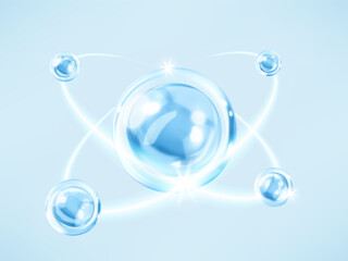 Cosmetic serum. Skin care vitamin bubble. Collagen serum drop. Concept skin care cosmetics solution. Vector illustration