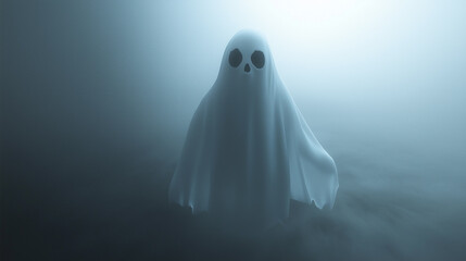 ghost in the fog, 3d rendering. Computer digital drawing.