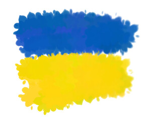 ukrainian flag with paint splatter