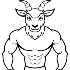 A ferocious goad athlete posing line art vector illustration