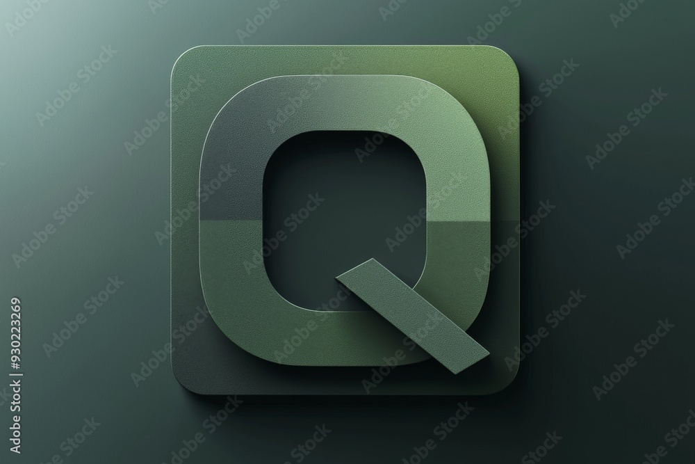 Aufkleber minimalistic app icon featuring an abstract layered design with a bold letter q