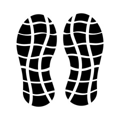 Illustration showing a black shoe sole icon on a white background