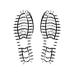 Illustration showing a black shoe sole icon on a white background