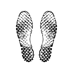 Illustration showing a black shoe sole icon on a white background