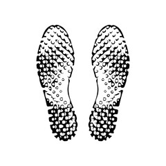 Illustration showing a black shoe sole icon on a white background