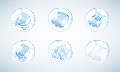 Blue collagen serum drops. Cosmetic liquid, essence bubble. Concept skin care cosmetics solution. Vector illustration