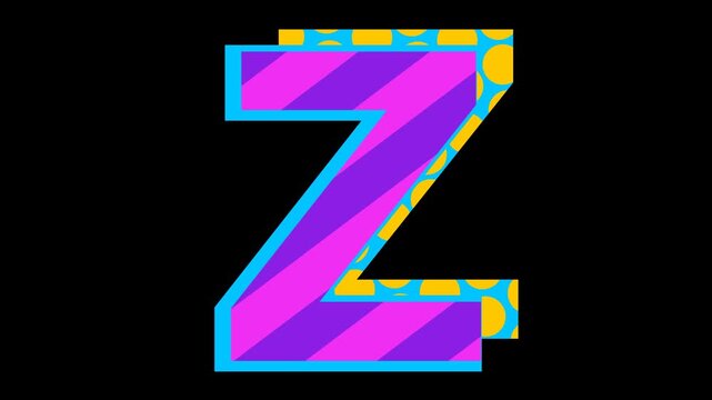 Abstract retro pattern alphabet letter Z icon animation 