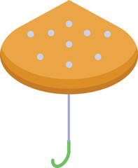 Closed orange umbrella protecting from rain isometric icon