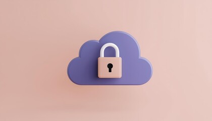 A minimalist design featuring a cloud with a padlock, symbolizing cloud security and data protection.