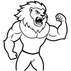 A ferocious lion athlete posing art vector illustration