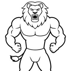 A ferocious lion athlete posing art vector illustration