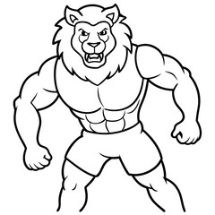 A ferocious lion athlete posing art vector illustration