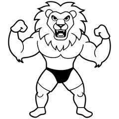 A ferocious lion athlete posing art vector illustration