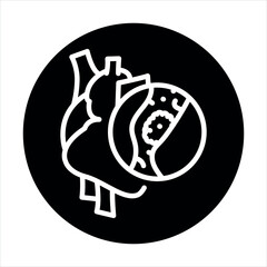 Thrombosis of the heart line black icon. Signs for web page