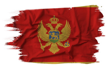 Montenegro flag on brush stroke on transparent background.