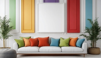 Naklejka premium Colourful living room Classic Revival Interior Design