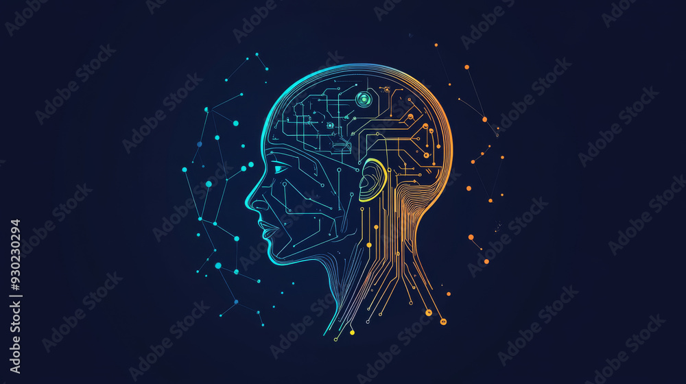 Poster artificial intelligence ai pictogram. technology related to artificial intelligence, computers and s
