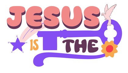 Jesus Is The Key - Aesthetic Retro Sticker Set Vintage Y2K Style Graphic