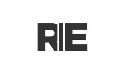 RIE logo design template with strong and modern bold text. Initial based vector logotype featuring simple and minimal typography. Trendy company identity.