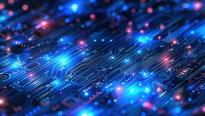 Naklejka premium Abstract Circuit Board With Glowing Lights