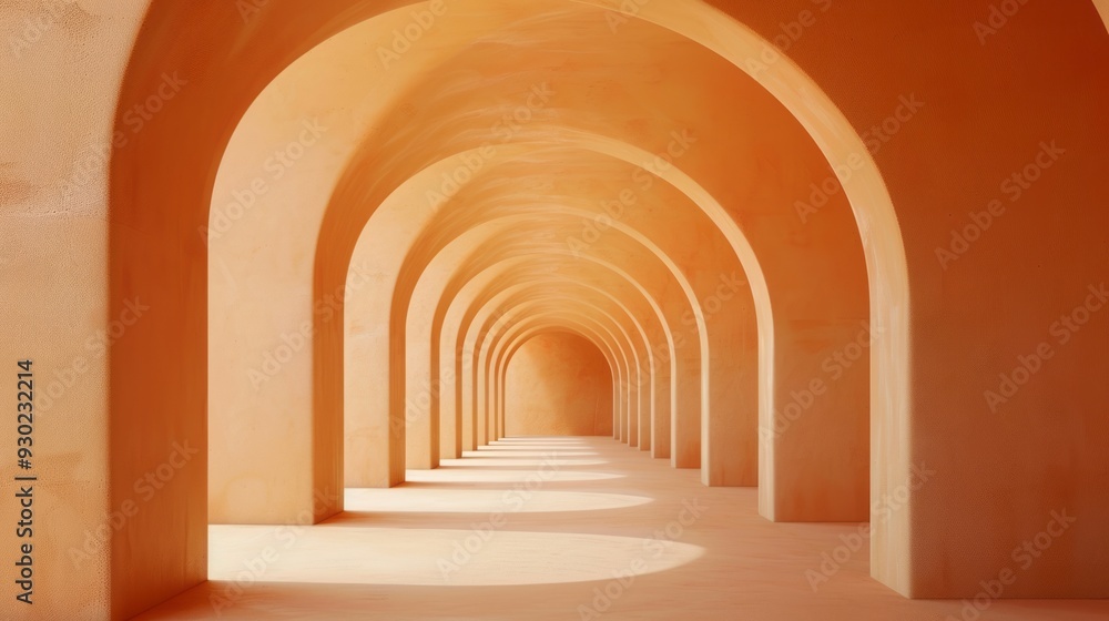 Poster The arched tunnel showcases smooth, curved lines with soft lighting, creating a tranquil ambiance for visitors to enjoy and explore