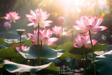 An impression lotus pond nature outdoors blossom.