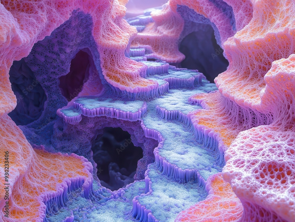 Wall mural surreal digital landscape where aigenerated fractals blend with organic forms creating a dreamlike f