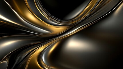 Fototapeta premium 3D abstract wallpaper. Three-dimensional dark golden and black background. golden wallpaper. Black and gold background , ai