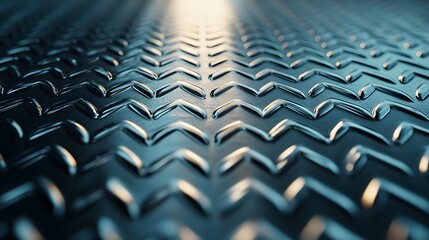 Obraz premium Silver metallic surface, diamond plate pattern, textured background, bright lighting, reflective material, industrial design, close-up photography, futuristic aesthetic.