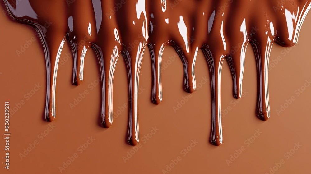Poster a 3d rendering of chocolate dripping over the edge, with a rich, glossy texture that captures the lu