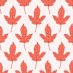 Obraz premium Botany Leaves Floral Grape Autumn Seamless Pattern