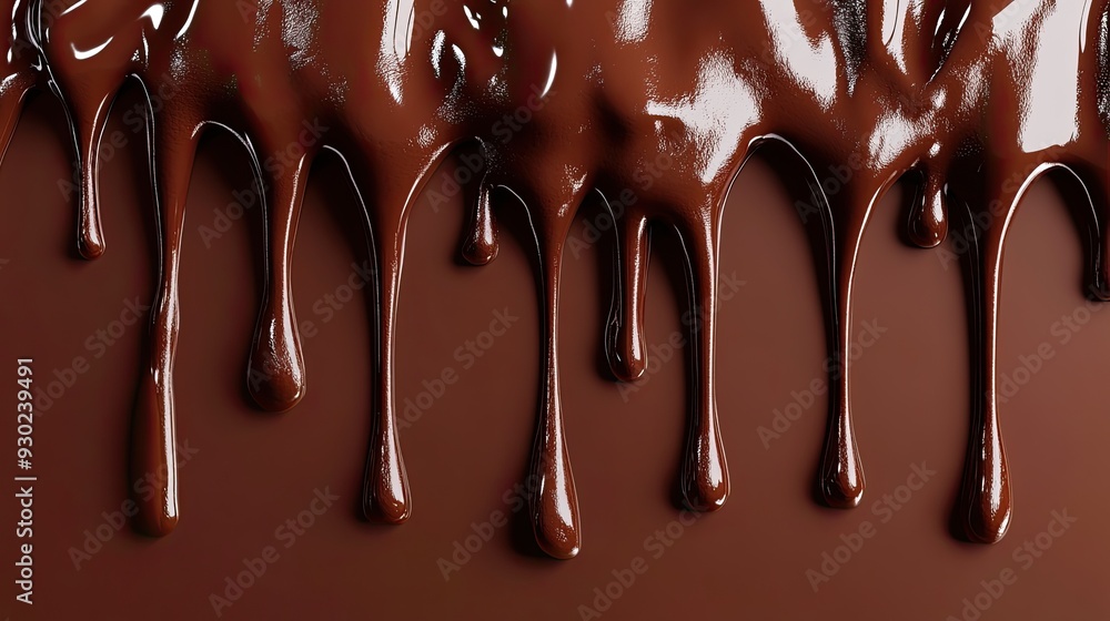 Poster a 3d rendering of chocolate dripping over the edge, with a rich, glossy texture that captures the lu