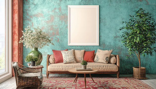 Colourful living room Victorian Revival Interior Design
