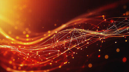 Abstract digital background electromagnetic wave background Innovation digital wave, information technology background and red luxury background with golden line decoration and curve light effect

