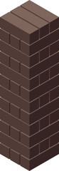 Tall brick column is standing up on a plain white background