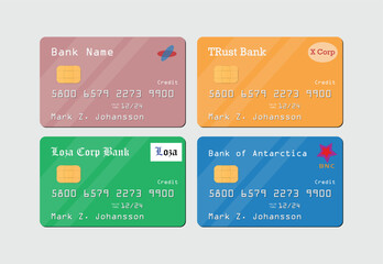 Set of credit cards template